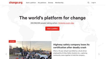 Change.org website - On Change.org, people everywhere are empowered to start campaigns, mobilize supporters, and work with Decision Makers to drive solutions. Learn the best …